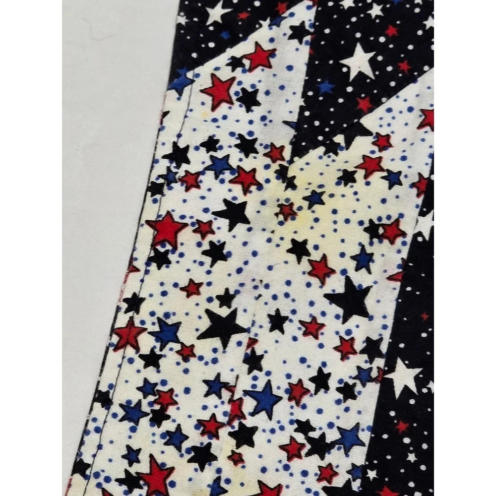 Set of 2 Patriotic Star Quilted‎ Placemats Red White Blue Americana Table/0228